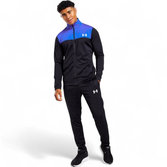 Under Armour Tracksuit Mens Size M Game Royal/Black Matching 2 pIece Set Outfit - Picture 1 of 12